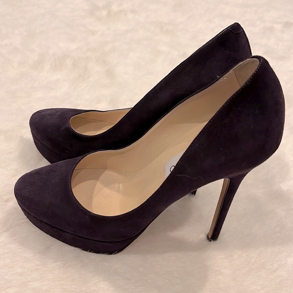 Jimmy Choo purple suede platform heels size 6.5